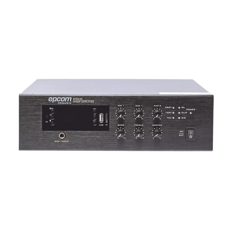 Mini Mixer Amplifier | 240W RMS | 70 / 100V system | MP3 | Tuner | Bluetooth | Background music and Public Address