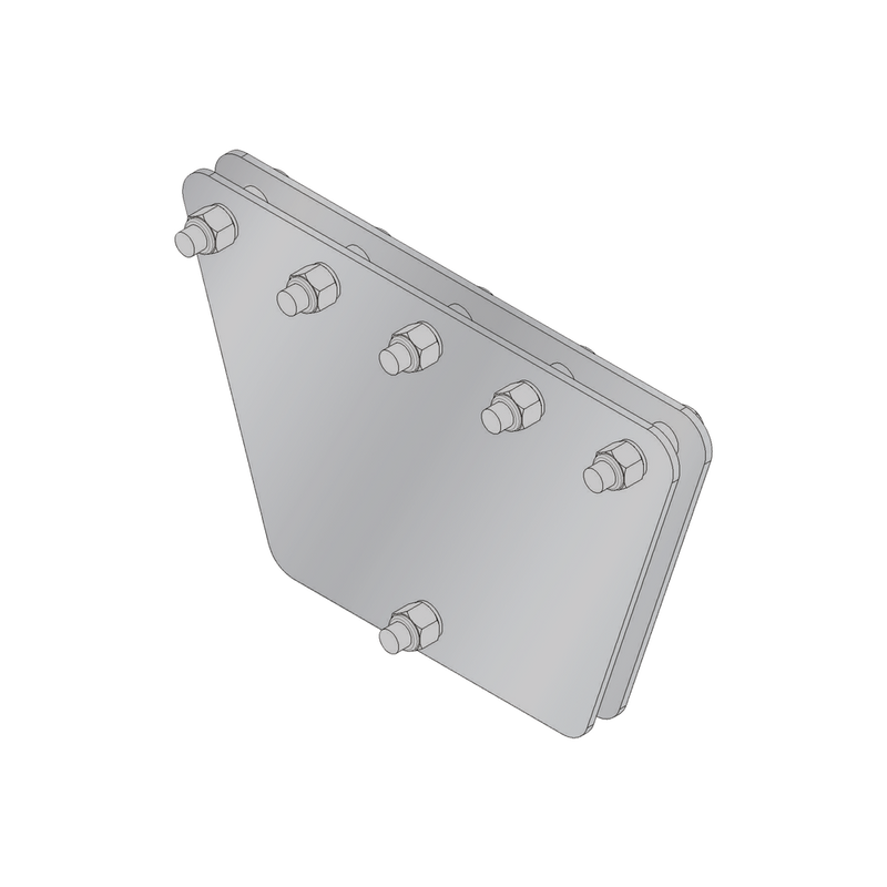 Placa ecualizadora con tornillos y separadores, para 5 vientos. Galvanizada por inmersión en caliente (7.87 x 7.87 x 19.69 pulg.).