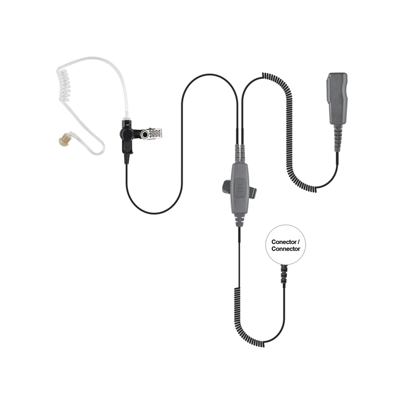 Microphone-Earphone with 2 Wire System with PTT double for KENWOOD Serie 80/ / 90/ 140/ 180/ NX-200/ /410.