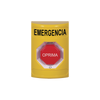 Emergency Button in Spanish, Yellow Color, Hold Action, Rotate to Reset, Multi-color LED