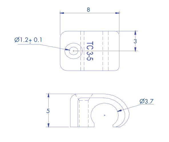 Grapas para conductores redondos, color natural, 3mm (100 unidades) (3101-00100)