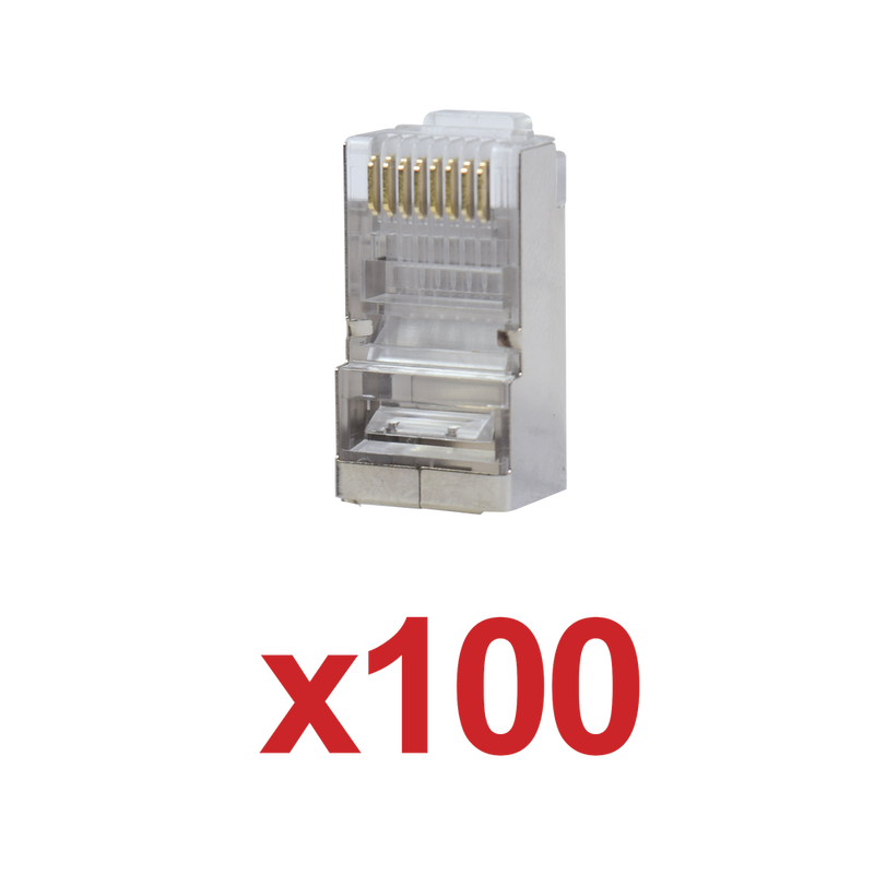 Pack of 100 RJ45 connectors for category 5E UTP cable