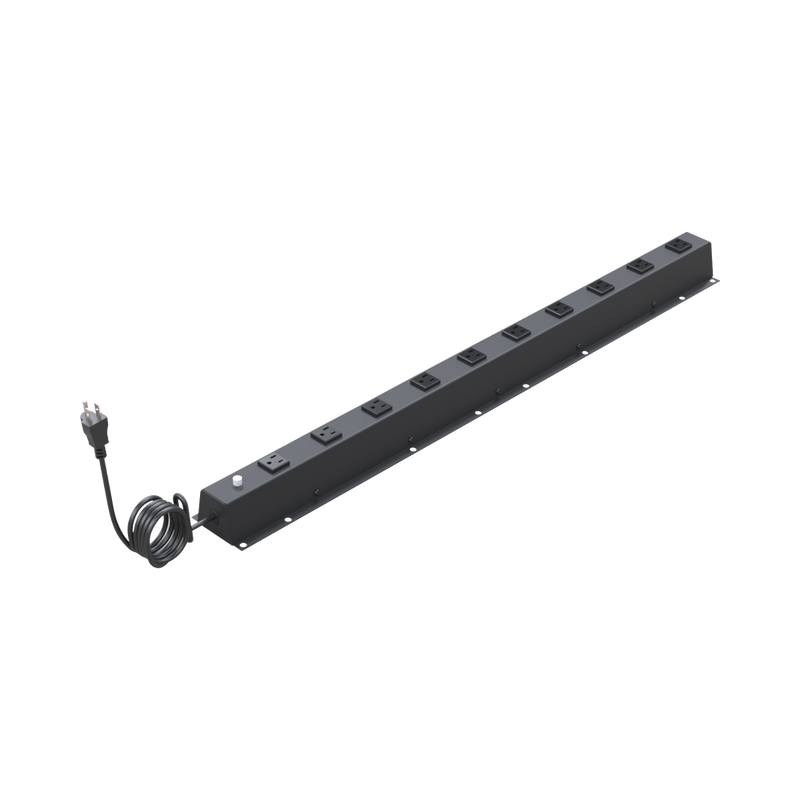 Vertical Power Strip of 10 Outlets (NEMA 5-15R) Input/Output Voltage 120 Vac/15A Compatible with EIRL and EIQR Racks