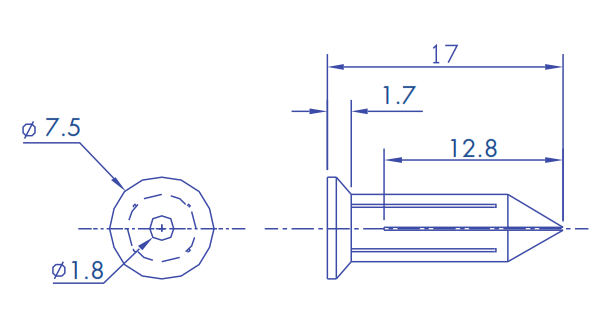 Package with White Conical Plastic Anchor 10 Pieces and 3/4" Plastic Nail 10 Pieces to False Wall (1206-01230)