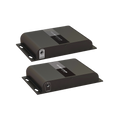 VGA Extender Kit over Cat 5e/6 network cable / Resolution 1080P @60Hz / Transmission distance 100 m with Cat5e and 120 m with Cat6. / 3.5mm audio jack / Output resolution indicator / Power supply included.