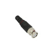 75 Ohm Straight BNC Male Connector with Black Relief Plastic Base for RG-59/ RG-6, Nickel/ Gold/ PTFE.