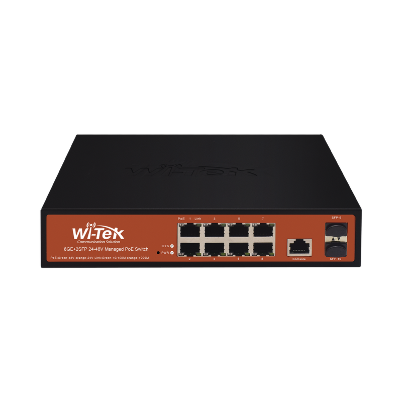 8 GE + 2 SFP Ports 24/48V Mixed L2 Managed PoE Switch, 2 SFP Slots, 150W power budget