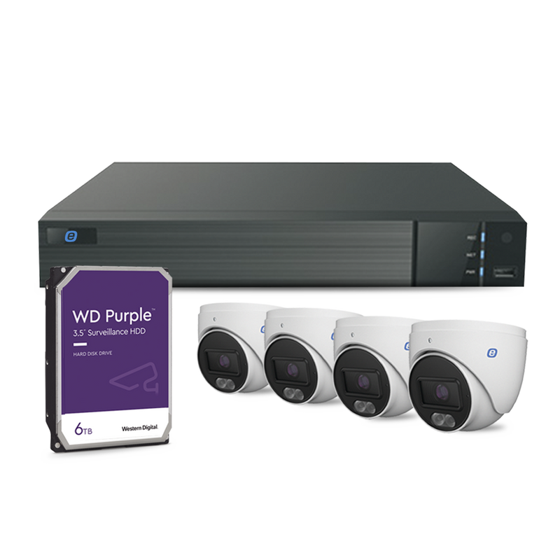 IP KIT / NVR 8 Channels / 4 Turret Cameras Color 24/7 / HDD