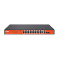 24-Port Fast Ethernet PoE Switch with 2x Combo SFP, Hi-PoE (60W), 250m Extend Mode, 250W PoE Budget, DIP Switch, and CCTV Optimization