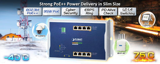 Industrial 4-Port 10/100/1000T 802.3bt PoE + 4-Port 10/100/1000T 802.3at PoE + 2-Port 100/1000X SFP Wall-mount Managed Switch (-40~75 degrees C)