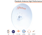 Directional Antenna of 3.937 ft Diameter, 5.9-7.2 GHz, Ganancia 36 dBi with SLANT, 2 N-Female Connectors, Includes Mounting