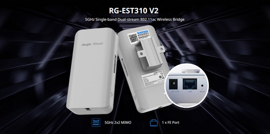 2-Pack / RG-EST310 V2, 5GHz Dual-stream 802.11ac 1KM Wireless Bridge