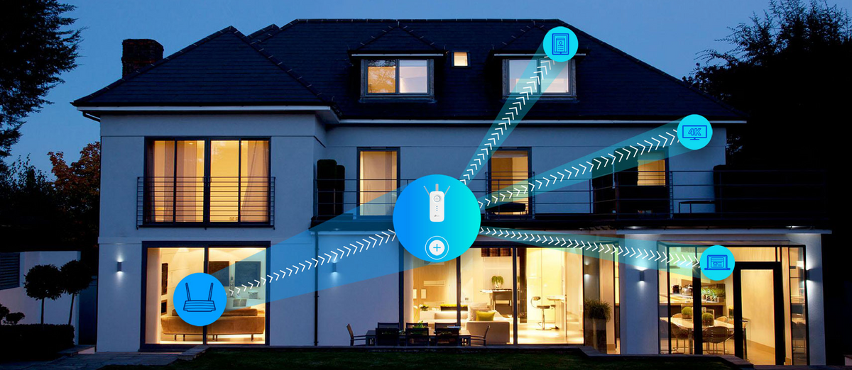 Repeater / Extender Wi-Fii, 2.4 GHz and 5 GHz dual band AC, 1750 Mbps with 1 port 10/100/1000 Mbps, 3 external antennas