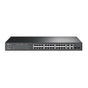 Switch PoE+ JetStream SDN Manageable 24-Port 10/100 Mbps + 2 puertos 10/100/1000 Mbps (Uplink) + 2 SFP Ports (Combo 2 RJ45 10/100/1000 Mbps), 250W, Centralized Management OMADA SDN
