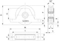 (336V-100) 4" Recessed Mount V-Groove Wheel / Capacity For Doors Up To 840 lb (380 kg) / 2 Bearings / 15/16" Wide / Galvanized