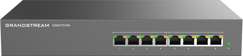 Unmanaged PoE+ Gigabit Switch / 8 Ports 10/100/1000 Mbps / 8 PoE+ Ports / Up to 145W