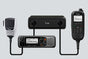 Digital mobile radio with numerical display, in the range of 380-470MHz, 99 selectable channels, GPS, and bluethooth. Includes microphone, power cable and bracket.