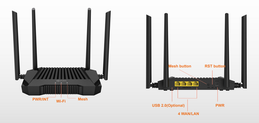 AX3000 Dual Band Gigabit Wi-Fi 6 Mesh Router 2X2 / OFDMA+MU-MIMO, 5G 2X3 omnidirectional multi-band high-gain antennas (Black Series).