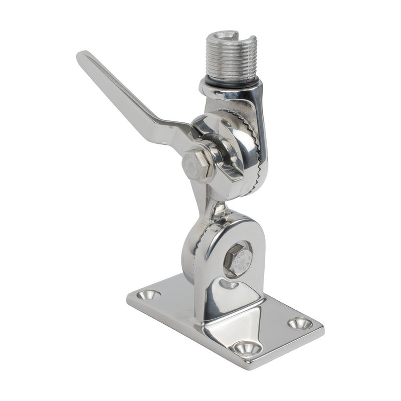 Stainless Steel Ratchet Mount, 4-way Ratchet Design for Deck or Side Mounting, Standard 1?-14 Thread