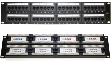 19" Patch Panel UTP Cat5e, 48-Port, 2U with Cable Organizer