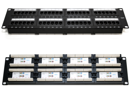 19-inch Patch Panel UTP Cat6, 48-Port, 2U with Cable Organizer