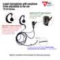 Lapel Microphone with Earphone Hook Adjustable to the Ear for KENWOOD TK3230/ 3000/ 3402/ 3312/ 3360/ 3170, NX240/ 340/ 220/ 320/ 420
