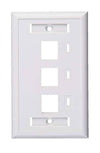 Face Plate, 3 Output Ports, with Space for Label - White