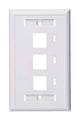 Face Plate, 3 Output Ports, with Space for Label - White