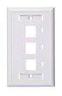 Face Plate, 3 Output Ports, with Space for Label - White