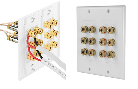 Wall Plate | Banana Union Posts | Connection for 6 Speakers | Easy Installation | Gold Plated Connectors
