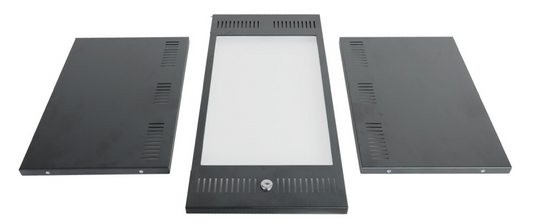 19" 9U Wall Mount Cabinet, Tempered Glass, Welded Frame with Rack