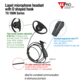 Lapel Microphone with D-Shape Earpiece Hook for Kenwood Radios KENWOOD TK3230/ 3000/ 3402/ 3312/ 3360/ 3170, NX240/ 340/ 220/ 320/ 420