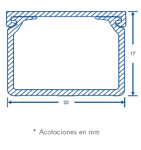 White PVC channel, one-way self-extinguishing, 20 x 17 section 6 ft, with sticky tape (5201-21252)