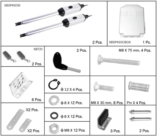 Swing Gate Operator - Kit 3 Meters Door x 2 (PK03)