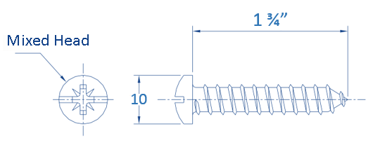 Galvanized Screw 10 x 1 3/4" for TP2B (100 Pieces) (1392-01217)