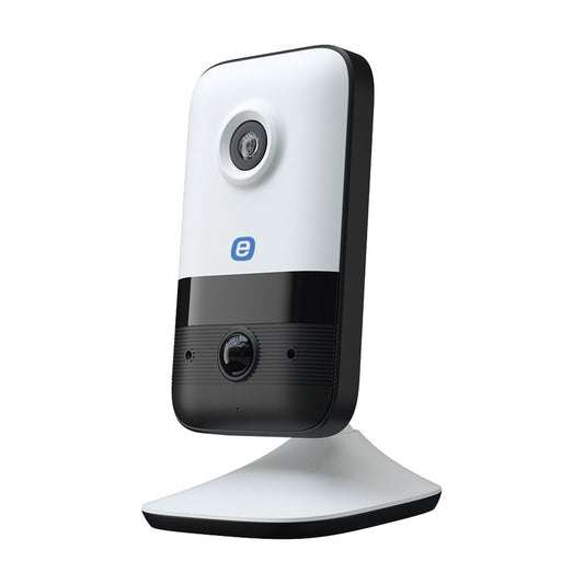 4 Megapixel IP Cube / 2.1 mm Lens / WiFi / H.265+ / 32ft (10m) IR / Integrated Microphone and Speaker (two-way audio) / Indoor / Micro SD / Compatible with E-Connect App
