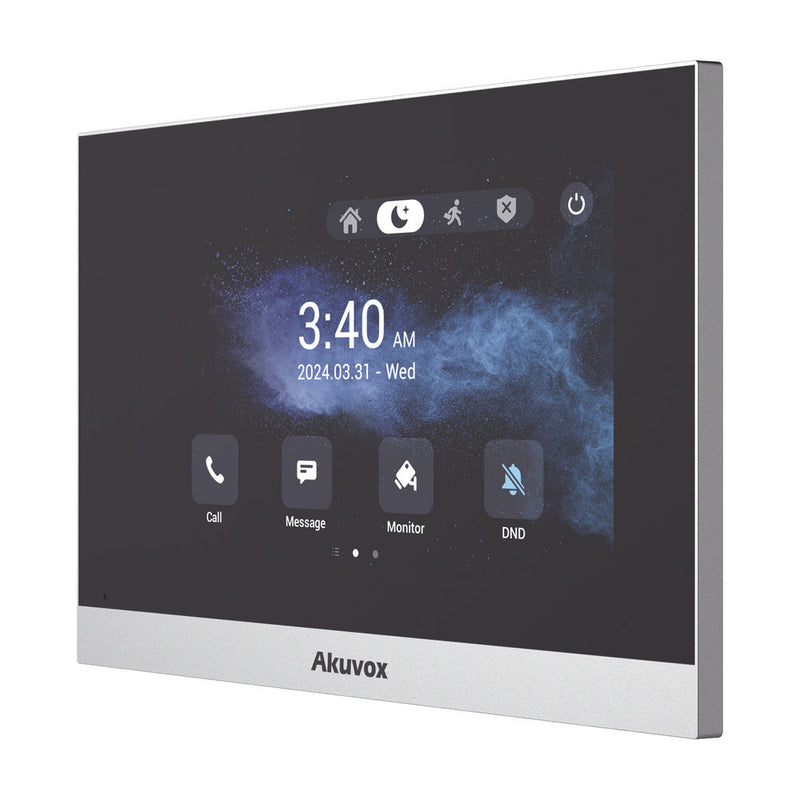 Android Monitor / Supports Android Apps / 7' LCD Touch Screen / WiFi / WiFi Hotspot / Bluetooth / PoE / SIP / 8 Alarm Inputs / 1 Relay Output / Communication with Family Members' App / 100% Cloud-Based Management