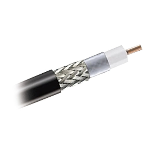 Coaxial cable with 90% shielding, RoHS certification, aluminum-coated copper conductor, 50 Ohms, 1640 ft reel.