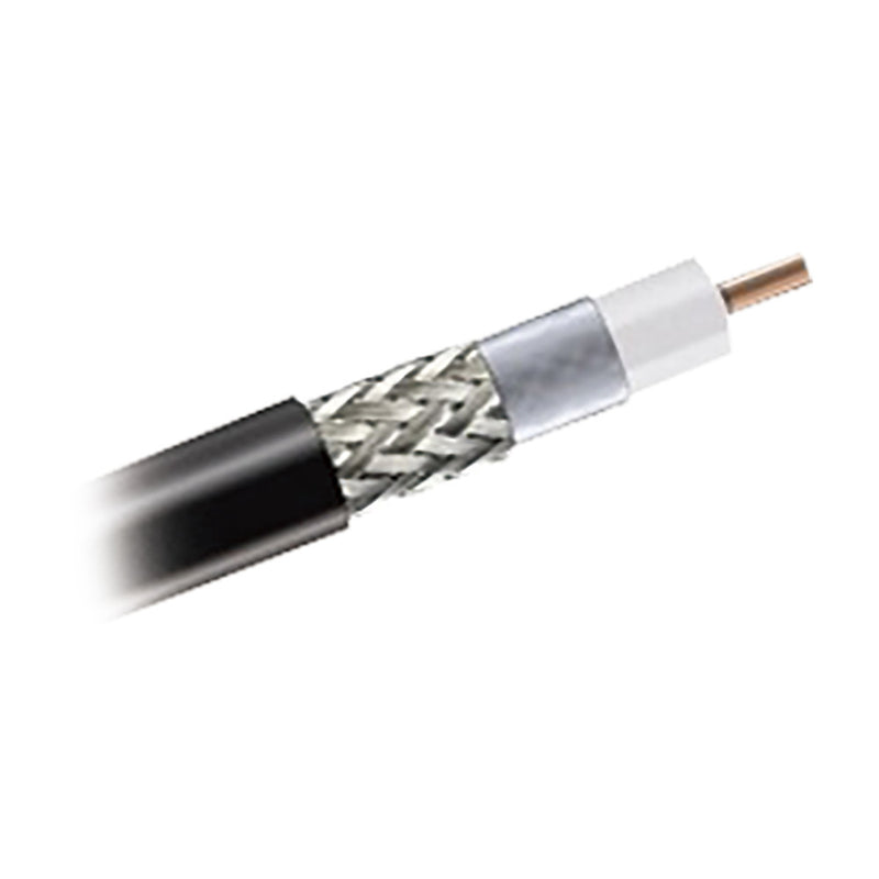 Coaxial cable with 90% shielding, RoHS certification, aluminum-coated copper conductor, 50 Ohms, 1640 ft reel.