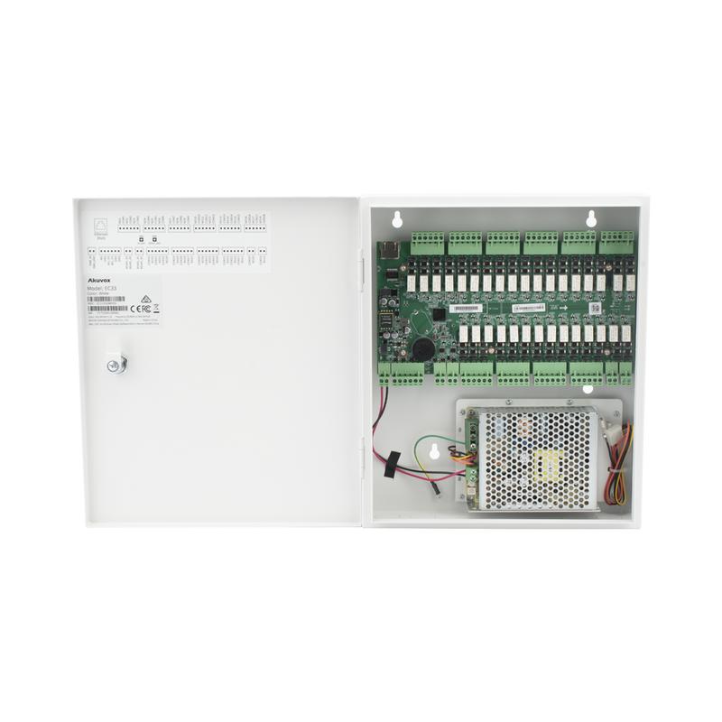ontrolador de Elevador IP Para 32 Pisos / Gestión 100% en la Nube / Interfaz Web / Pases Temporales desde App / Activación de Pisos desde App/ Wiegand / POE / 20,000 Tarjetas /100,000 Eventos / Compatible con Videoporteros Akuvox