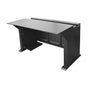 Monitoring and Control Professional Station for Video Surveillance, Access Control, Alarms Central Purposes. Dark Metal and Wood
