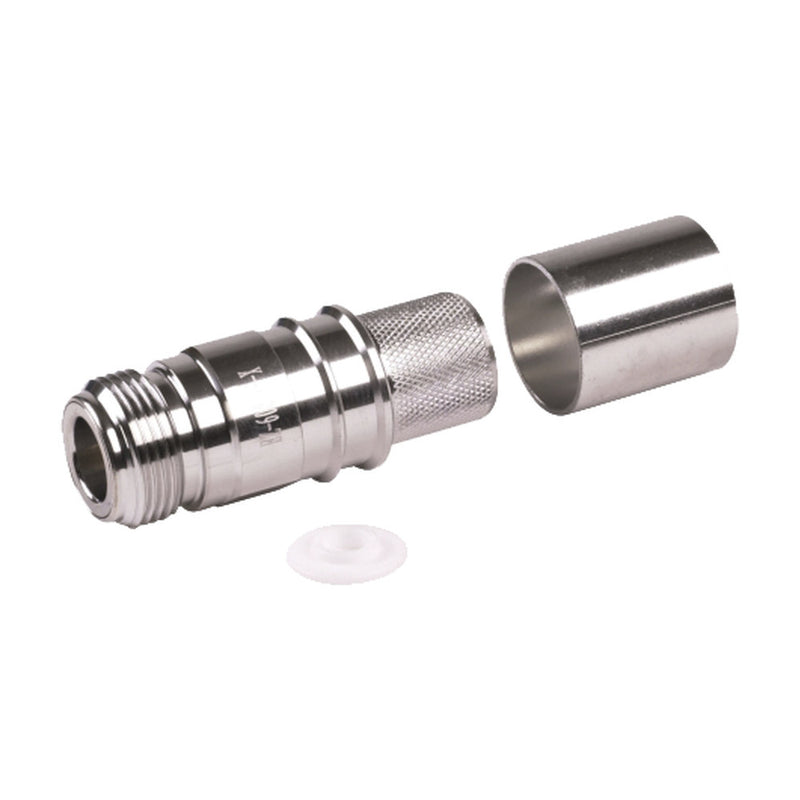 N Female Crimp Connector, Non-Solder Pin for LMR600 Coax Cable