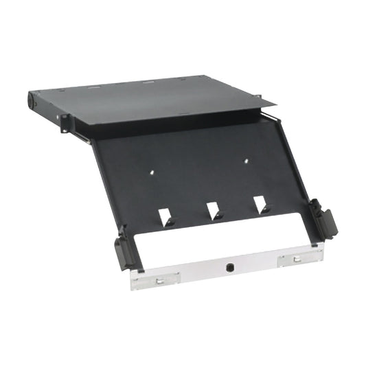 Rack Mount Fiber Enclosure using up to 4 FAP or FMP adapter panels for maximum patch field density, Black, 1RU