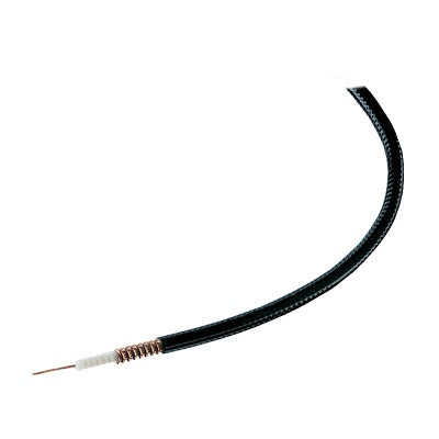 HELIAX Superflexible Low Density Foam Coaxial Cable, Corrugated Copper Shield, Black PE Jacket.