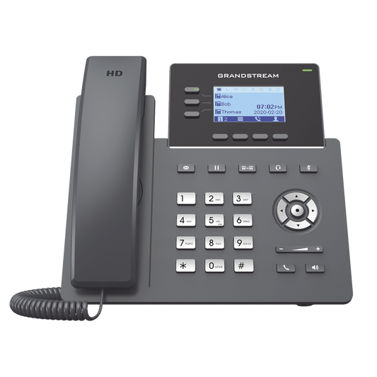 Carrier-Grade IP Phone, 3 SIP lines with 6 accounts, Gigabit ports, Opus codec, IPv4/IPv6 with GDMS cloud management