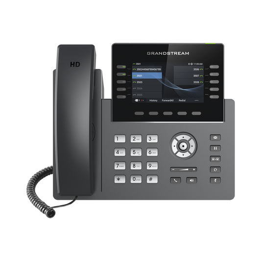 Wi-Fi IP Phone, Carrier-Grade, 10 SIP lines with 5 accounts, 4.3' color display, Gigabit ports, Bluetooth, PoE, Opus codec, IPv4/IPv6 with GDMS cloud management.
