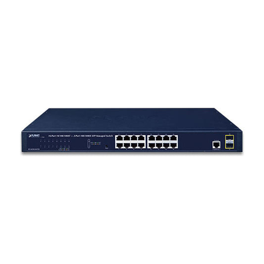 Layer 2 Managed Switch with 16 Gigabit Ports, 2 SFP Ports, and Console Port