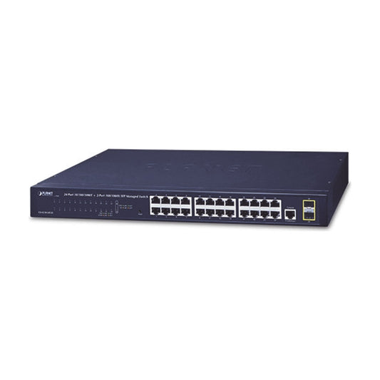 24-Port Gigabit 10/100/1000T Layer 2 Managed Switch, 2 SFP 100/1000X Ports, Ethernet Console Interface