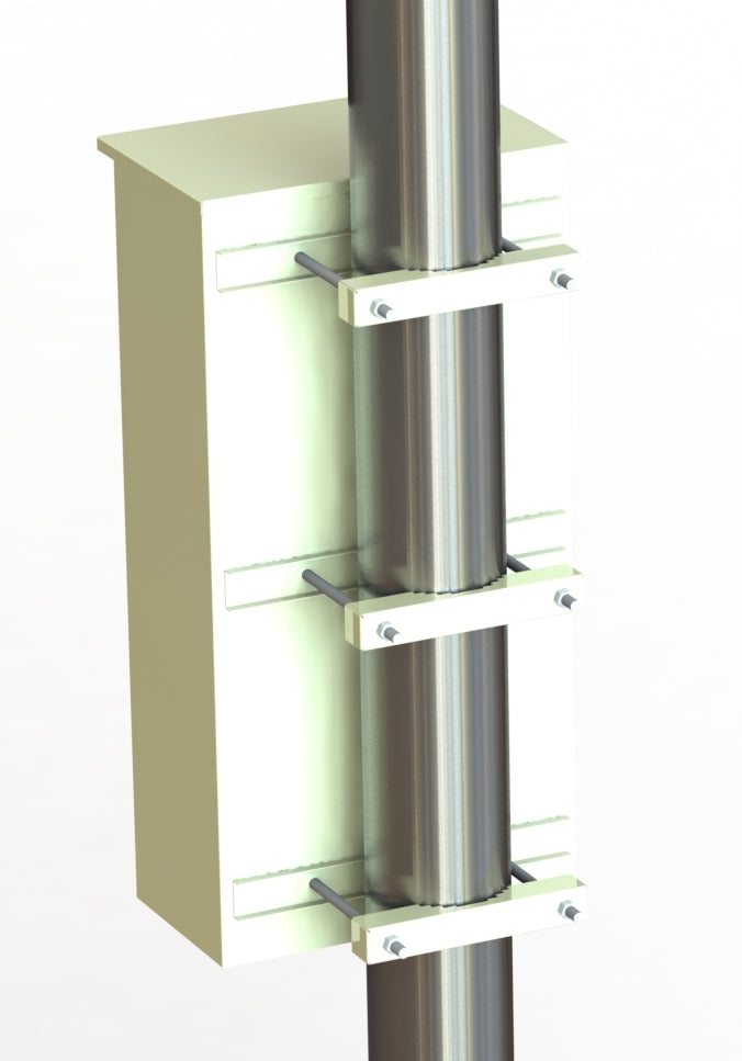 Gabinete de seguridad para 3 baterías PL110D12 y/o equipo similar con montaje en poste