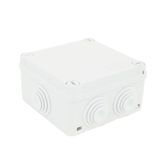PVC Junction Box with 6 Inputs, 1/4" Screw-cap, 100x100x50 mm, for Exterior (IP55)